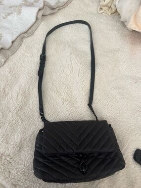 Rebecca Minkoff Black Quilted Chevron Flap Crossbody Shoulder Bag